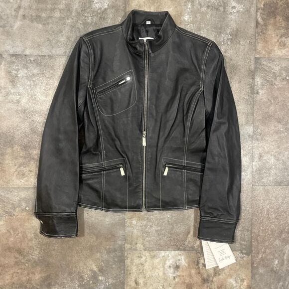American Vintage Jackets & Blazers - pamela mccoy collections vintage y2k zip up leather biker jacket extra small